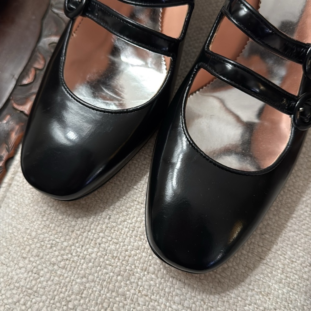 J. Crew Maisie double-strap heels in Black Italian spazzolato leather - Picture 3 of 7